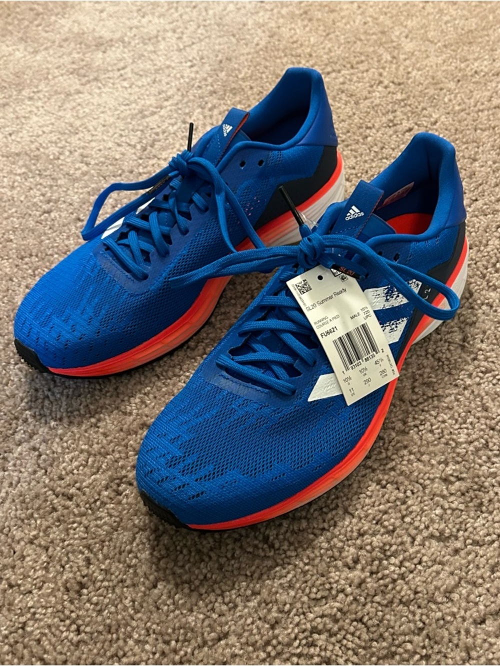 Adidas SL20 Summer Ready Running Shoes Blue and Solar Red Men’s Size 11 NWT